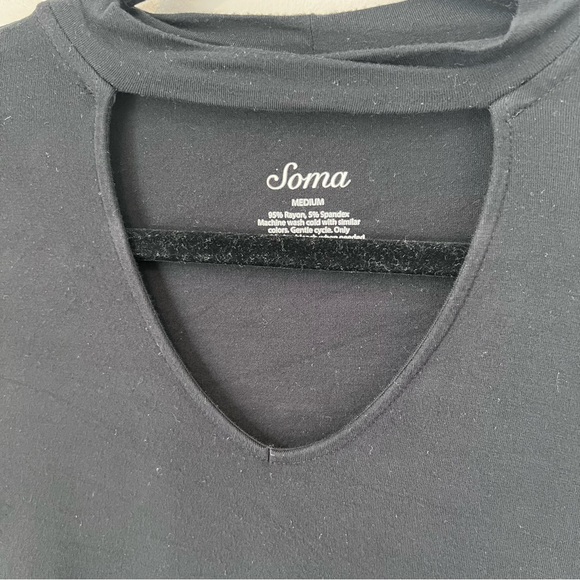 Soma Women's Black Super Soft Long Sleeve Tunic Top Shirt Neck Detail Medium - Picture 3 of 16
